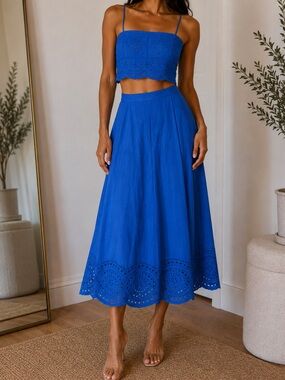 Jason Wu Royal Blue Eyelet Two-Piece Maxi Set